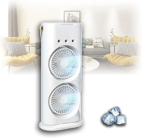 Rechargeable Automatic Rotating Dual Double Spray Mist Fan with Lightening Effects (with Box Packing)