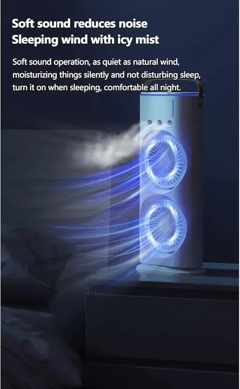 Rechargeable Automatic Rotating Dual Double Spray Mist Fan with Lightening Effects (with Box Packing)
