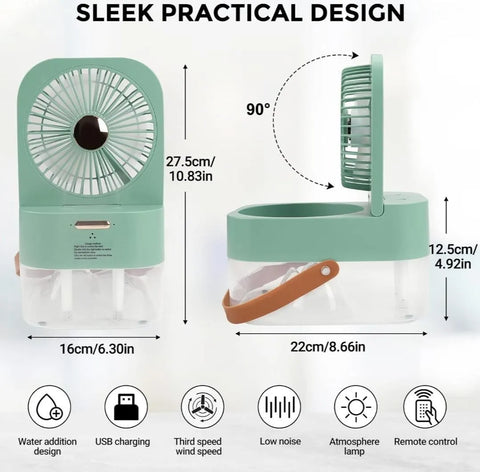 Remote Control Desk Fan with Mist & Warm Air