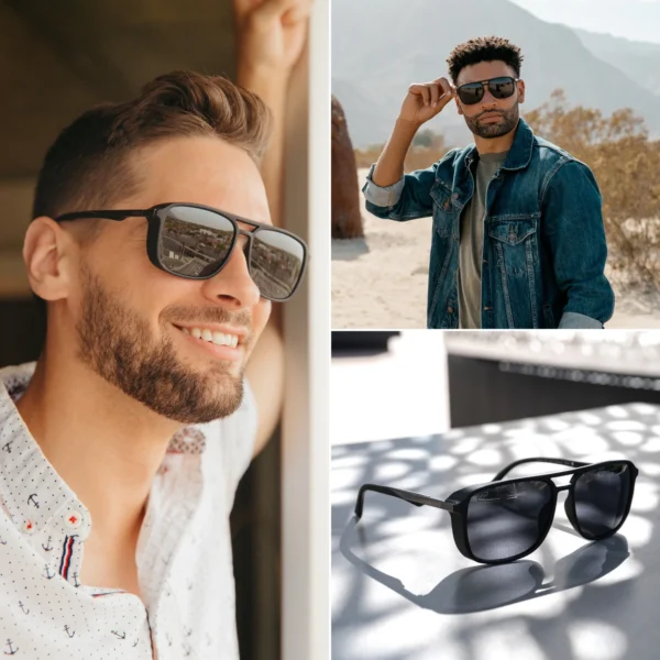 Modern Square Polarized Aviator Sunglasses for Men - Image 2