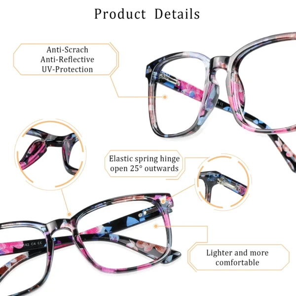Transition Photochromic Dark Grey Sunglasses - Blue Floral - Image 3