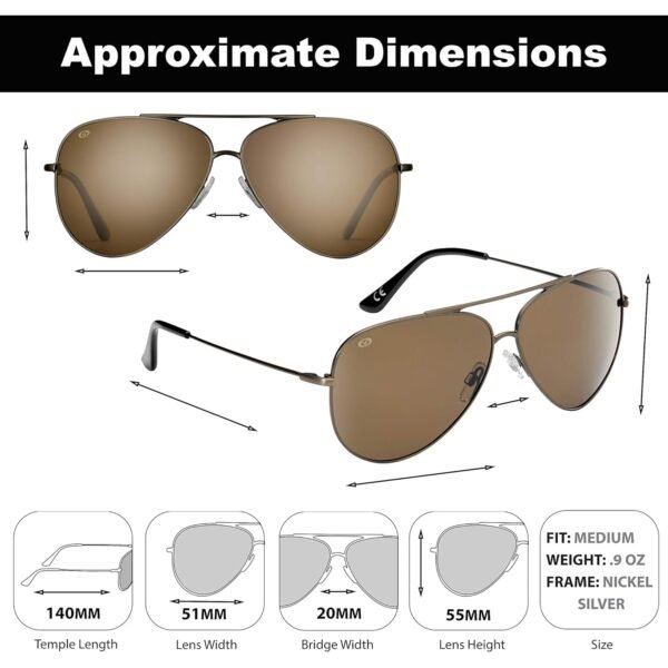 Aviator Sunglasses for Lens Gold Frame Black Lens - Image 3