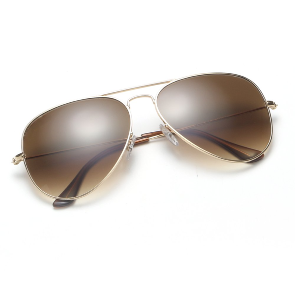 Aviator Sunglasses Lens Gold Frame Gradient Brown Lens - Image 3